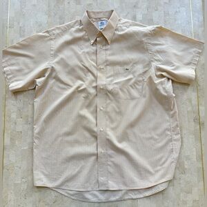 Lacoste Shirt Mens L Gingham Check Plaid Button Down Short Sleeve Logo Preppy